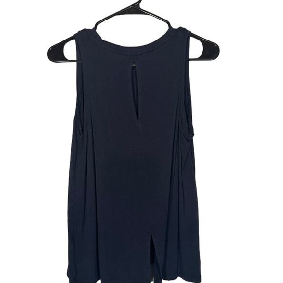 Halogen Navy Blue Sleeveless Scoop Neck Keyhole Back Blouse Women Sz M - Picture 2 of 9